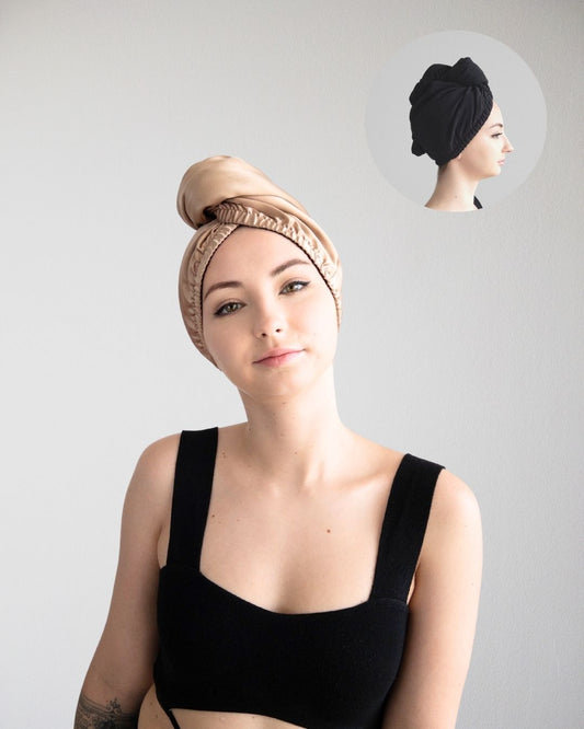 PREMIUM TURBAN CHAMPAGNE / BLACK